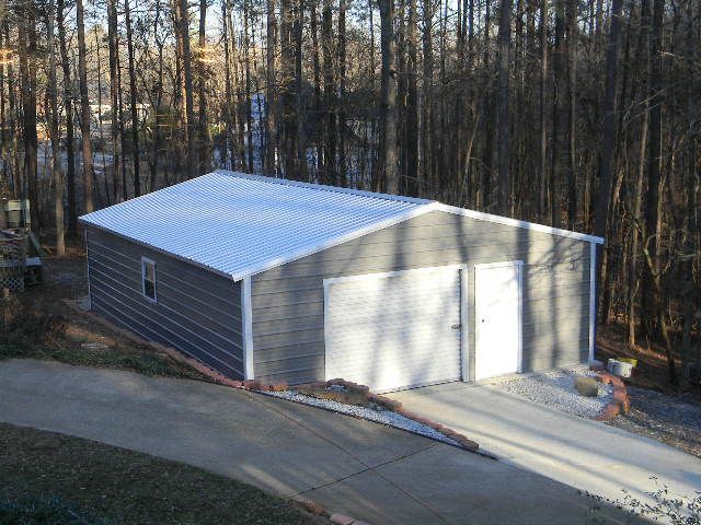 Large steel buildings.