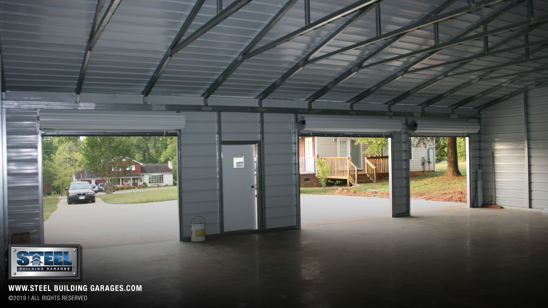 Large Multi-Vehicle Garage Interior View