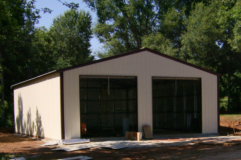 Steel two car garage