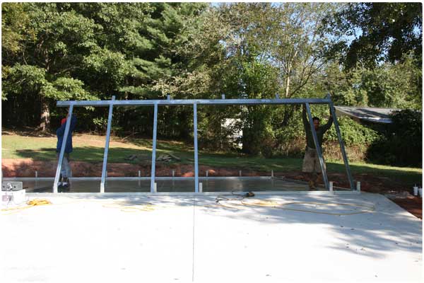 Install steel building side frame