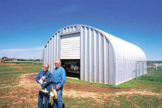 Huge metal building protects tractor trailor