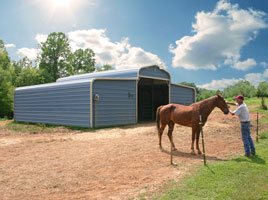 Steel building garages made into a county metal barn