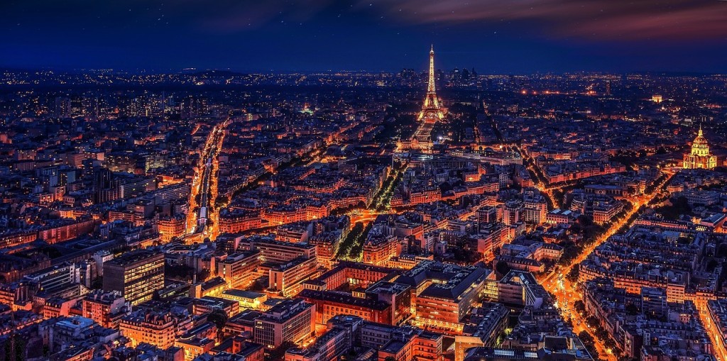 overview of paris eiffel tower at the center steel building