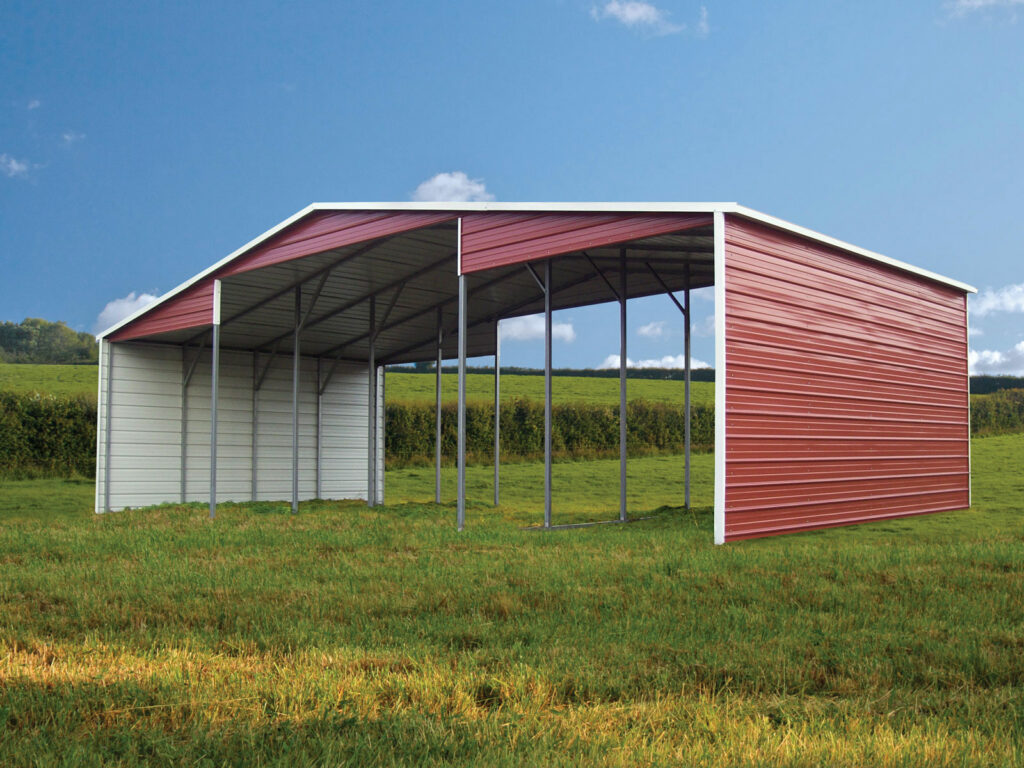 Valley style Red Metal Barn