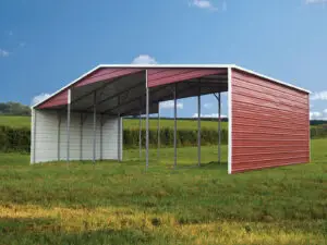 Valley style Red Metal Barn