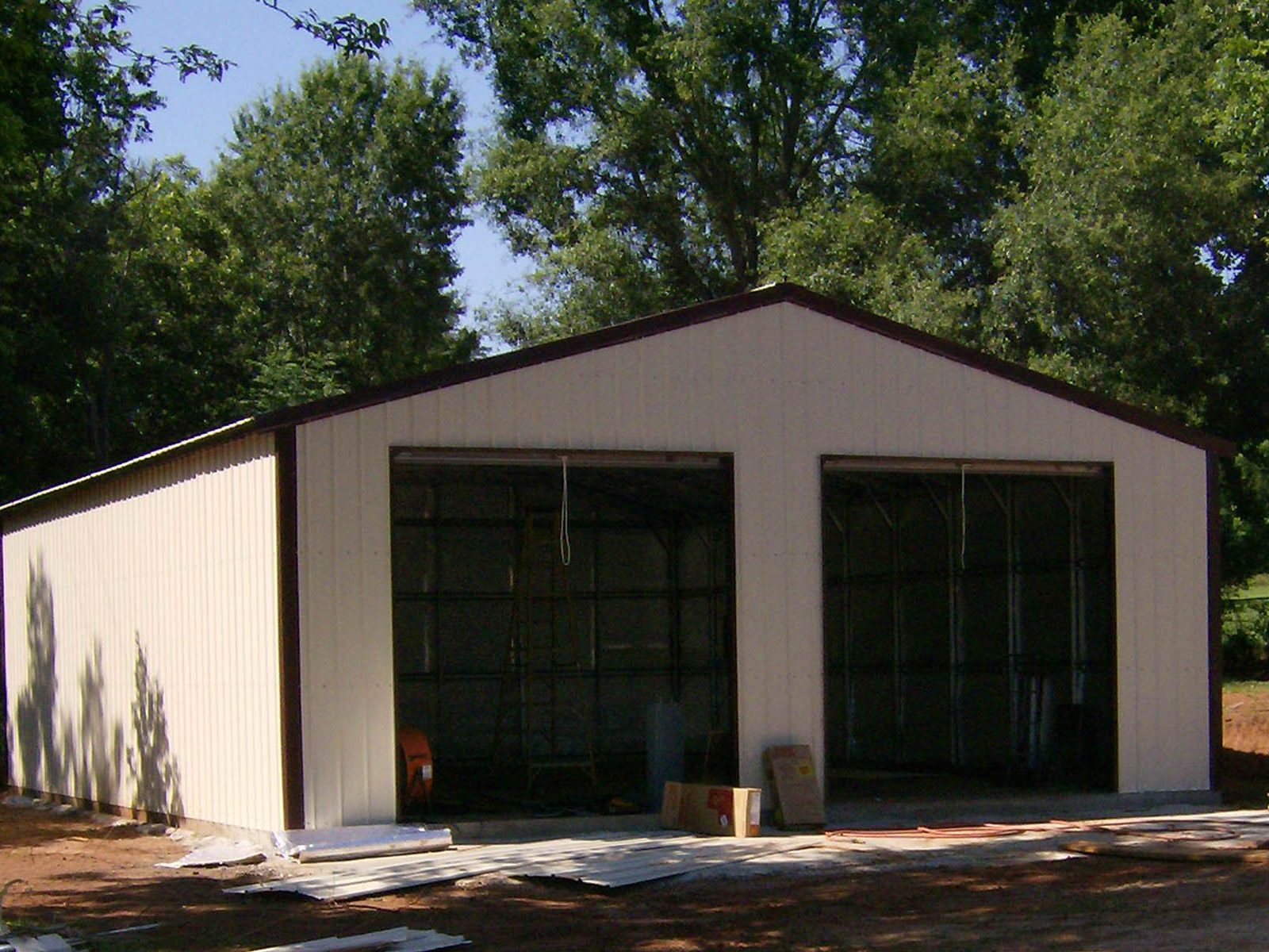 Steel two car garage